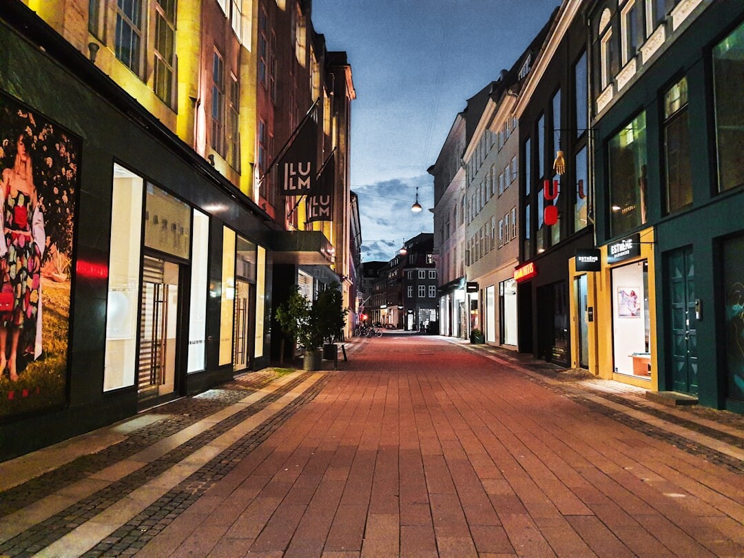 Empty main street in a small Danish provincial town