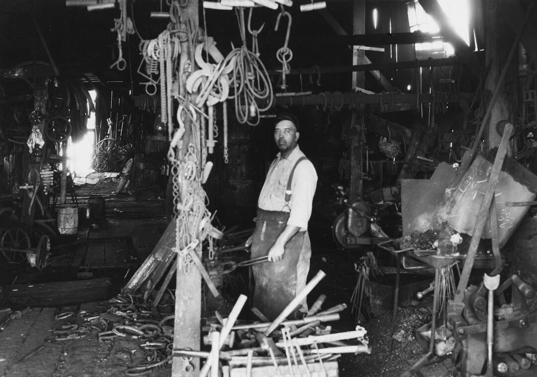 blacksmith at forge